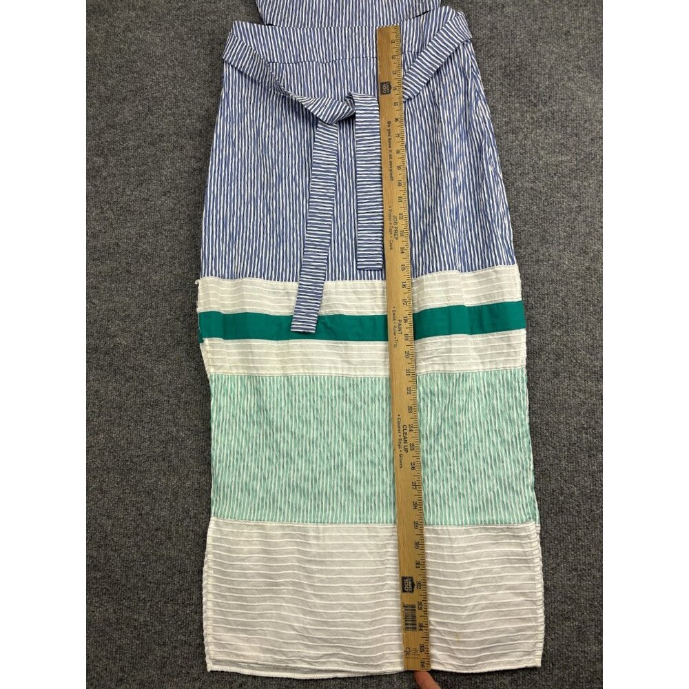 Flagpole NYC Dress Womens Medium Blue White Stripe Colorblock Kate Belted Maxi - Picture 5 of 12